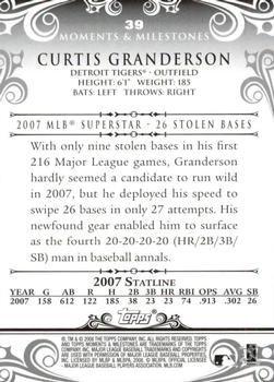 2008 Topps Moments & Milestones #39-11 Curtis Granderson Back