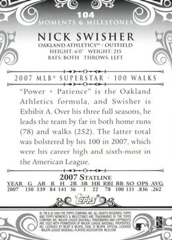 2008 Topps Moments & Milestones #104-7 Nick Swisher Back