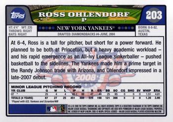 2008 Topps Opening Day #203 Ross Ohlendorf Back