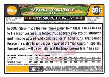 2008 Topps Opening Day #206 Steve Pearce Back