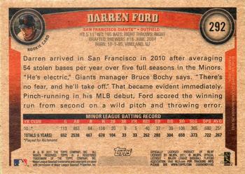 2011 Topps - Throwback #292 Darren Ford Back