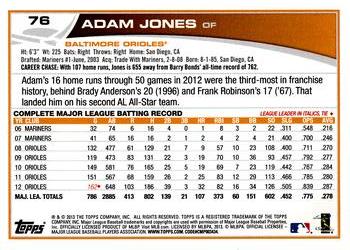 2013 Topps Opening Day #76 Adam Jones Back