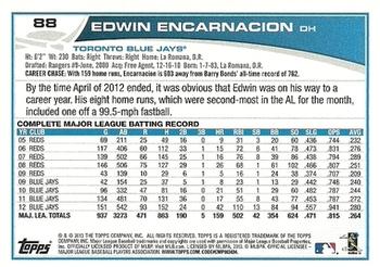 2013 Topps Opening Day #88 Edwin Encarnacion Back