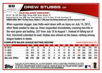 2013 Topps Opening Day #89 Drew Stubbs Back