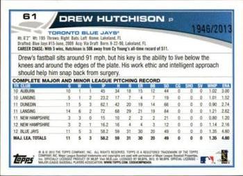 2013 Topps Opening Day - Blue #61 Drew Hutchison Back