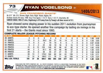 2013 Topps Opening Day - Blue #73 Ryan Vogelsong Back