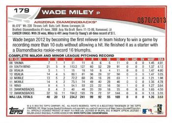 2013 Topps Opening Day - Blue #179 Wade Miley Back