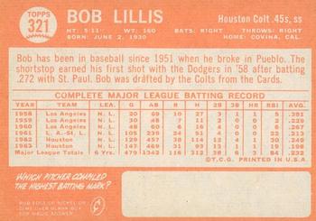 2013 Topps Heritage - 50th Anniversary Buybacks #321 Bob Lillis Back