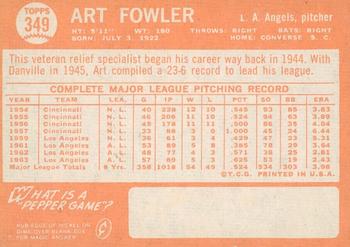 2013 Topps Heritage - 50th Anniversary Buybacks #349 Art Fowler Back