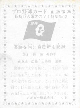 1975-76 Calbee #1232 Isao Harimoto Back