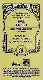 2013 Topps Gypsy Queen - Mini Autographs #MA-PO Paul O'Neill Back