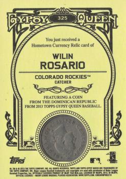 2013 Topps Gypsy Queen - Hometown Currency Coins #325 Wilin Rosario Back