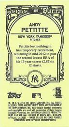 2013 Topps Gypsy Queen - Mini #109 Andy Pettitte Back