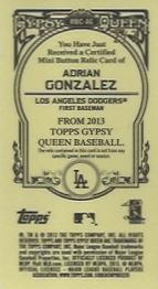 2013 Topps Gypsy Queen - Mini Buttons #MBC-AG Adrian Gonzalez Back