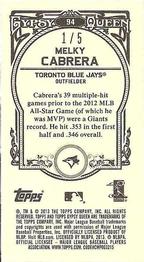 2013 Topps Gypsy Queen - Mini Wood #94 Melky Cabrera Back