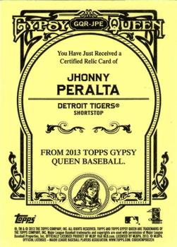 2013 Topps Gypsy Queen - Relics #GQR-JPE Jhonny Peralta Back