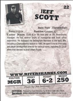 2012 Choice Camden Riversharks #22 Jeff Scott Back