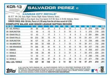 2013 Topps Kansas City Royals #KCR13 Salvador Perez Back