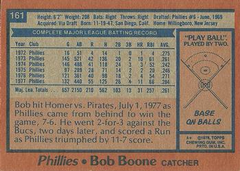 1978 Topps #161 Bob Boone Back