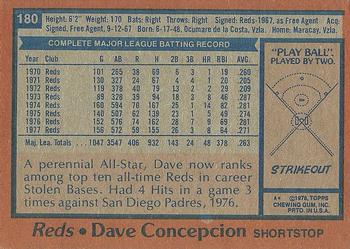 1978 Topps #180 Dave Concepcion Back