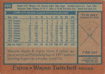 1978 Topps #269 Wayne Twitchell Back