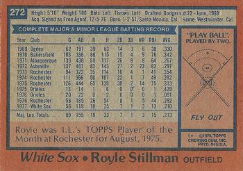 1978 Topps #272 Royle Stillman Back