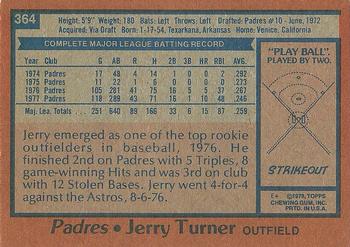 1978 Topps #364 Jerry Turner Back
