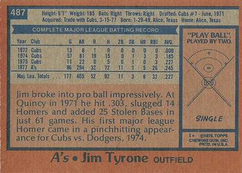 1978 Topps #487 Jim Tyrone Back