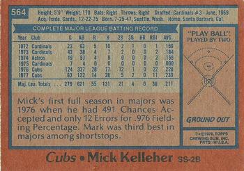 1978 Topps #564 Mick Kelleher Back