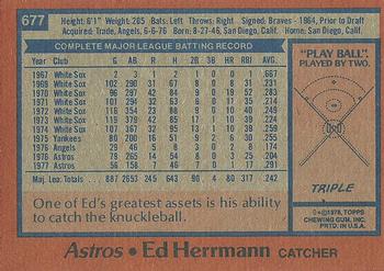 1978 Topps #677 Ed Herrmann Back