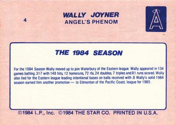 1986 Star Wally Joyner #4 Wally Joyner Back