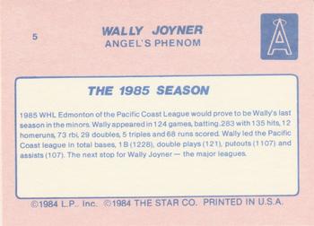 1986 Star Wally Joyner #5 Wally Joyner Back