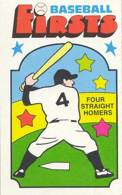 1976 Fleer Official Major League Patches - Baseball Firsts #5 Four Straight Homers Front