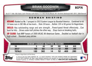 2013 Bowman - Chrome Prospects #BCP76 Brian Goodwin Back