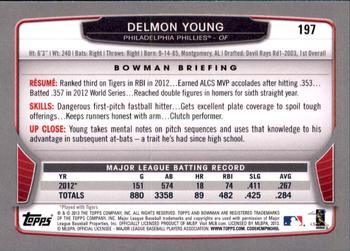 2013 Bowman - Gold #197 Delmon Young Back