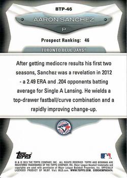 2013 Bowman - Top 100 Prospects #BTP-46 Aaron Sanchez Back