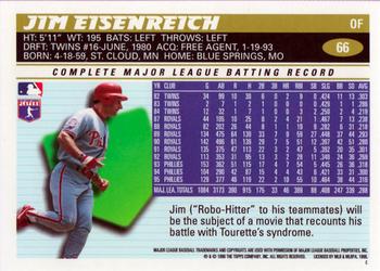 1996 Topps #66 Jim Eisenreich Back