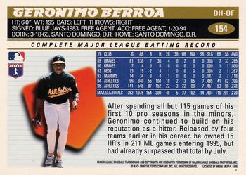1996 Topps #154 Geronimo Berroa Back