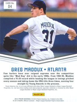 2012 Panini Prizm - Dominance #D4 Greg Maddux Back