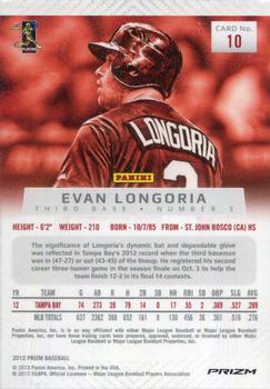 2012 Panini Prizm - Prizms #10 Evan Longoria Back