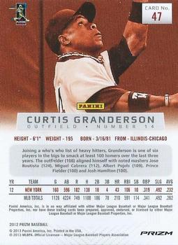 2012 Panini Prizm - Prizms #47 Curtis Granderson Back