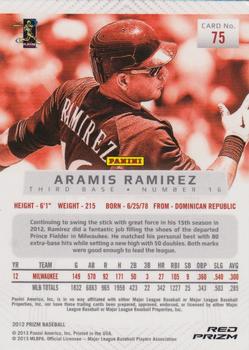 2012 Panini Prizm - Prizms Red #75 Aramis Ramirez Back