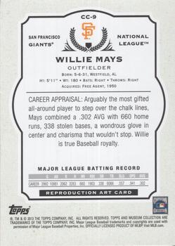 2013 Topps Museum Collection - Canvas Collection #CC-9 Willie Mays Back