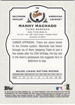 2013 Topps Museum Collection - Copper #70 Manny Machado Back