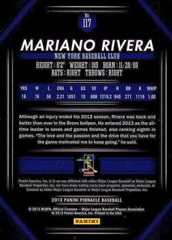 2013 Pinnacle #117 Mariano Rivera Back