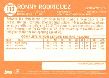 2013 Topps Heritage Minor League #113 Ronny Rodriguez Back