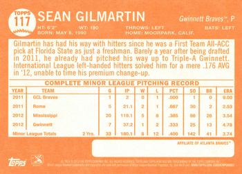 2013 Topps Heritage Minor League #117 Sean Gilmartin Back