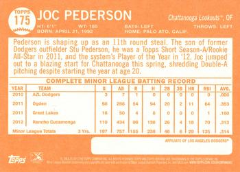 2013 Topps Heritage Minor League #175 Joc Pederson Back