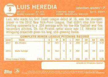 2013 Topps Heritage Minor League #5 Luis Heredia Back