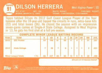 2013 Topps Heritage Minor League #91 Dilson Herrera Back